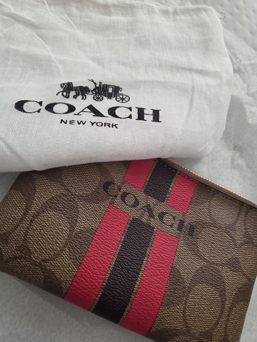 Coach Heritage Varsity Stripe Wristlet in Signature Canvas w/ Dust Bag
